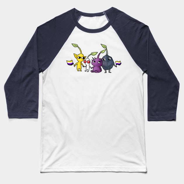 Pride Pikmin Nonbinary Baseball T-Shirt by KatieRose